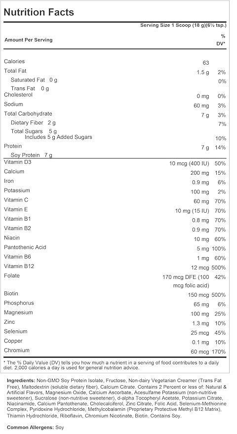 ANDREW LESSMAN Secure Soy Complete Meal Replacement - Vanilla 10 Servings - Only 63 Calories, 7g Non-GMO Soy Protein, Vitamins and Minerals, Low-Fat, Nutritious and Delicious, Mixes Instantly