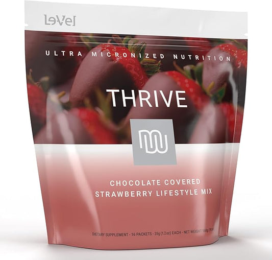 THRIVE Protein Shake | 16 Packets (35g Each) | Gluten-Free, Pea Protein Blend, Probiotics, Fiber & Digestive Enzymes | Supports Lean Muscle (16 Packets (Single Servings), Chocolate Covered Strawberry)