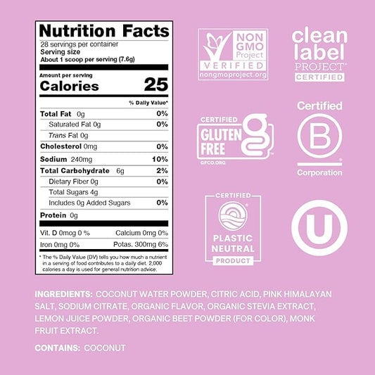 Cure Hydration | Plant-Based Electrolyte Drink Mix | No Added Sugar | FSA-HSA | Dehydration Relief Powder Made with Coconut Water | Non-GMO | Vegan | 28 Servings Jar - Watermelon