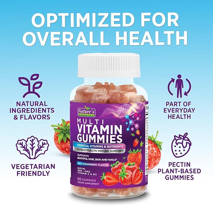 Multivitamin Gummies - Daily Adult Gummy Vitamins & Minerals for Women & Men with Vitamins A, C, D, E, B12, Zinc, Immune Support Gummy Multivitamins Supplement, Multi Vitamin for Adults - 60 Gummies