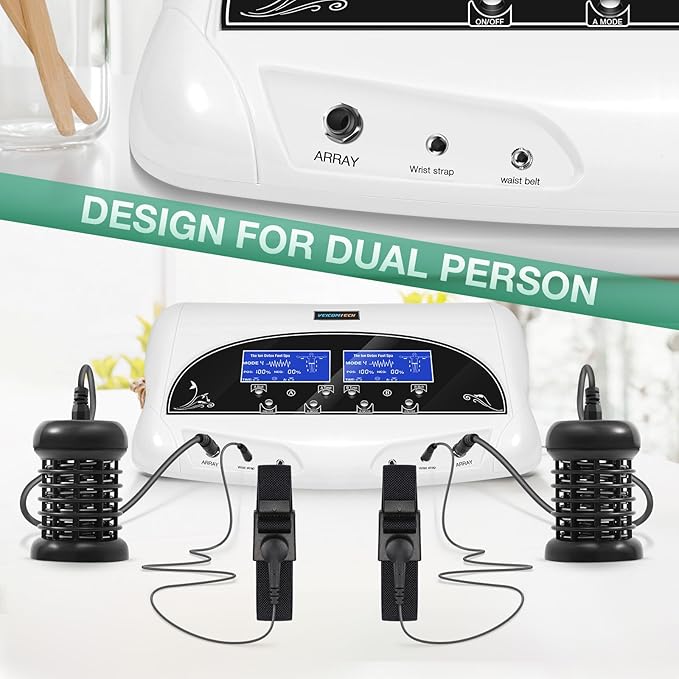 Dual Ionic Foot Bath Detox Machine - Professional Ionic Foot Bath Spa Cleanse with 2 Waist Belts, 2 Arrays, 10 Liners