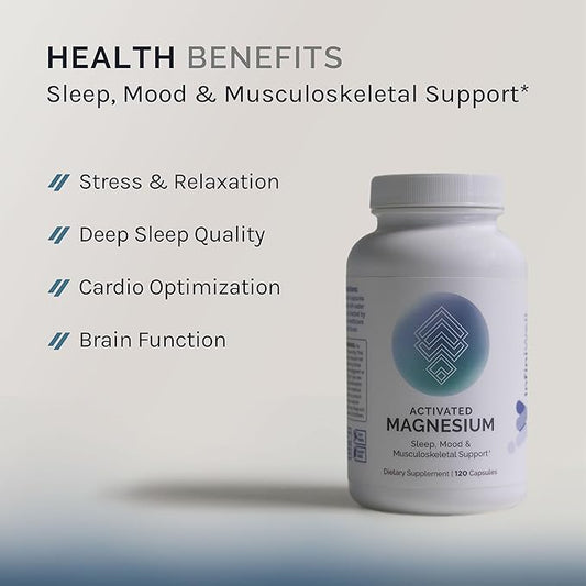 InfiniWell Activated Magnesium Supplement for Women & Men - Support Brain Health & Neurotransmitter Activity - Promote Relaxation for a Healthy Sleep Cycle - Optimized for Absorption (120 Capsules)
