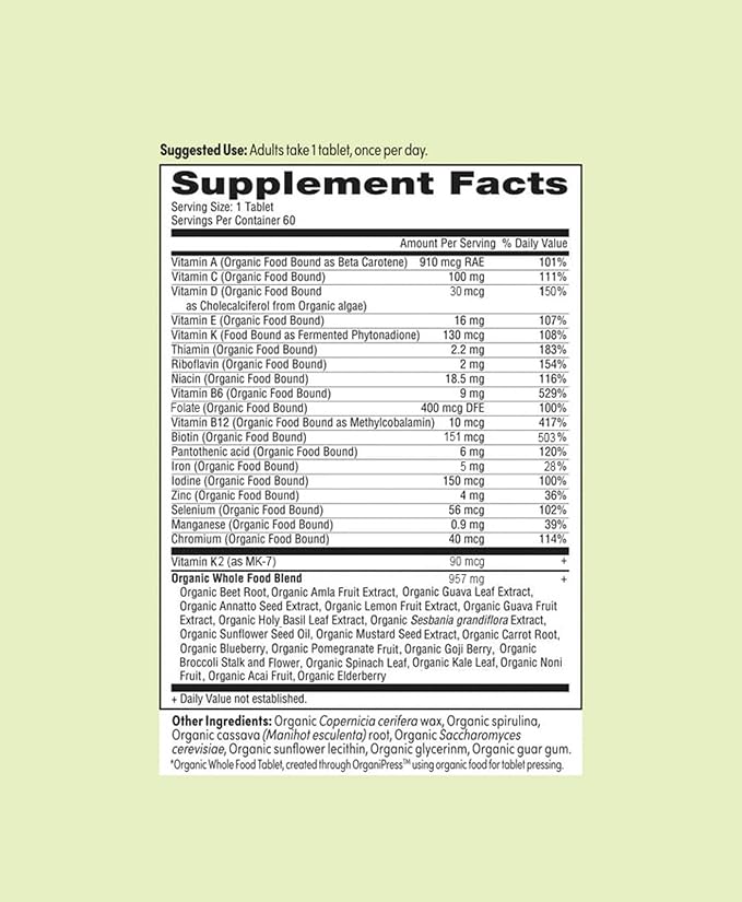 Once Daily Multivitamin for Men 50+, 19 Vitamins from Herbs & Superfoods, Supports Prostate Health, Energy Levels, and Strong Bones, 60 Count
