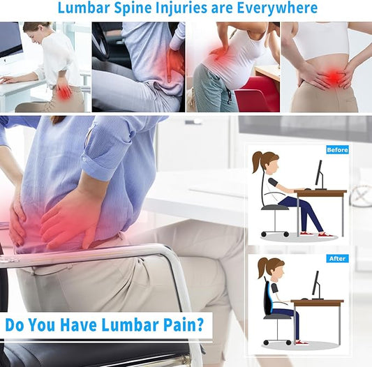 Lumbar Support Pillow for Office Chair,Memory Foam Back Support for Chair,Car Seat,Computer Chair,Recliner with Breathable Mesh Cover,Ergonomic Design for Back Pain Relief Improve Posture (Black)