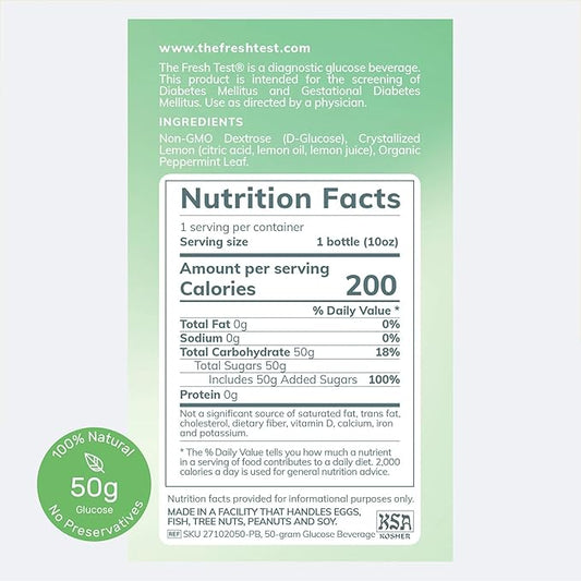 The Fresh Test, 50-gram Bottled Powder Drink Mix | Additive-Free, Non-GMO, Organic Ingredients | Mint Lemonade