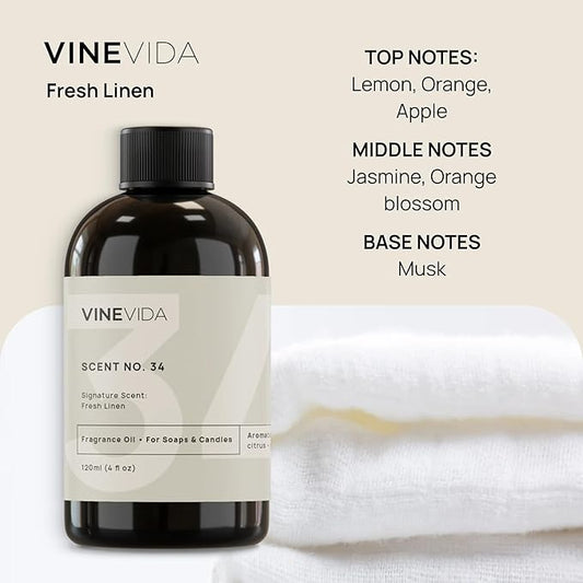 VINEVIDA Fresh Linen Fragrance Oil for Cold Air Diffusers - 16 Fl Oz - Essential Oils for Diffuser Oil Refill & Air Freshener Room Spray