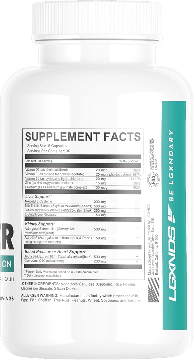 Cycle Defender | Organ Superfood, Liver, Kidney & Heart Health Supplement Pills for Men & Women | Milk Thistle, CoQ10, Astragalus - Immunity, Blood Pressure Support | 150 Capsules