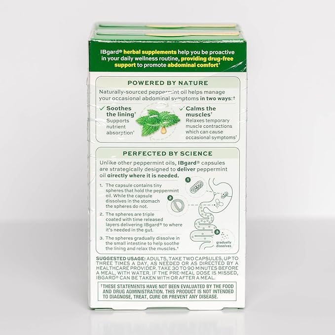 IBgard Gut Health Supplement, Peppermint Oil Capsules for Abdominal Comfort, 96 Capsules