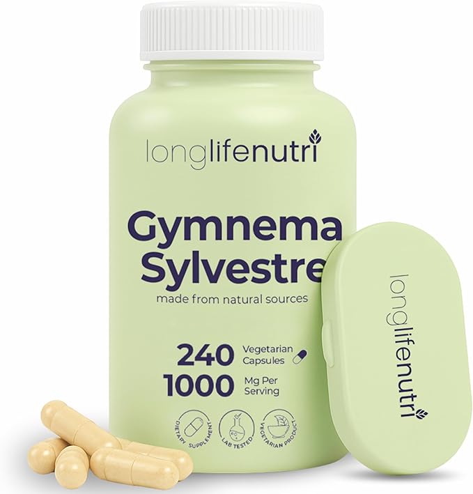 Gymnema Sylvestre 1000mg - Organic 20:1 Leaf Extract, 240 Vegetarian Capsules, 4-Month Supply, Herbal Supplement for Gut Health, GMP Certified, Made in USA