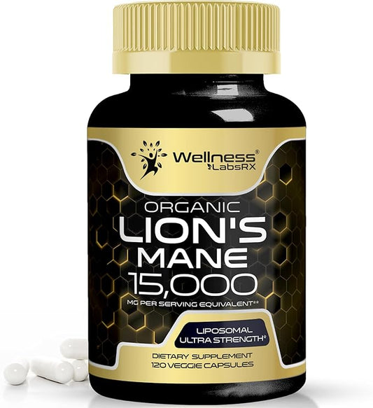Lions Mane Supplement Capsules - 120 Count - Mushroom Supplement, Brain Supplements for Memory and Focus, Lion's Mane Mushroom Capsules Organic - Cognitive and Immune Support, Focus Supplement
