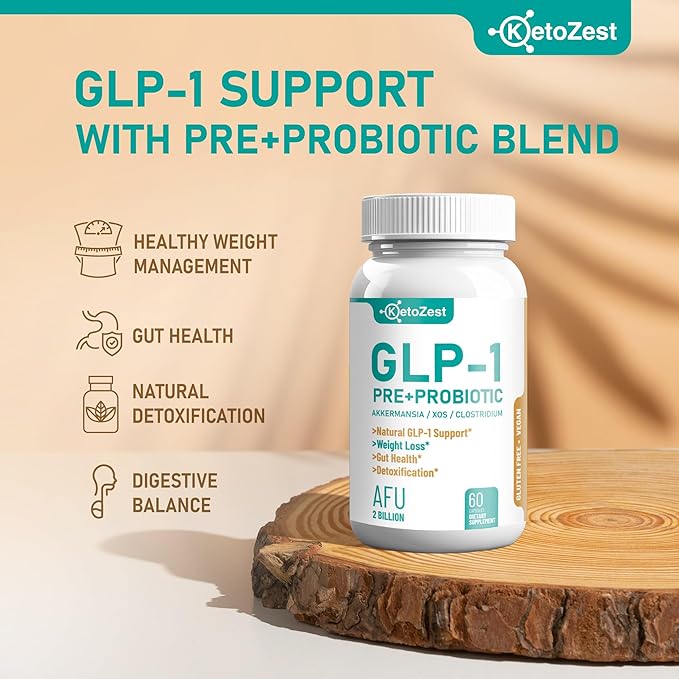 GLP-1 Booster Weight Loss Support Probiotic Prebiotic Supplement - Increases GLP1 Production Activate Natural GLP 1 with Akkermansia Muciniphila - Gut Health & Fat Burn Support for Women Men