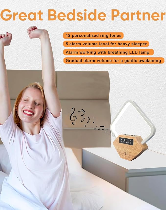 White Noise Sound Machine Smart Sleep Aid,Sunrise Alarm Clock with Wake Up Light for Heavy Sleepers Adults Baby,15 Soothing Sounds, Dimmable Night Light with Dual USB Charger,Gift for Kid Baby Mom Dad