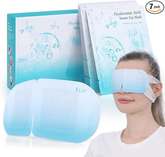 LC-dolida 7 Packs Heated Eye Mask for Dry Eyes, Hyaluronic Acid Steam Eye Steam Mask, Disposable Self Heating Eye Mask for Sleep Relieve Eye Fatigue, Suitable for Red Eyes
