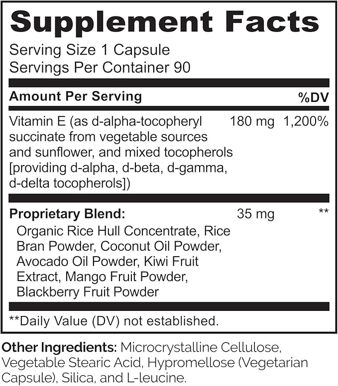 NATURELO Vitamin E - 180 mg (300 IU) of Natural Mixed Tocopherols from Organic Whole Foods - Supplement for Healthy Skin, Hair, Nails, Immune & Eye Health - Non-GMO, Soy Free - 90 Vegan Capsules