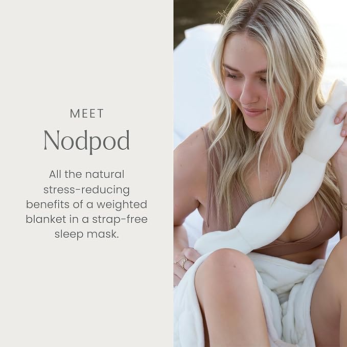 Nodpod Weighted Blanket & Sleep Mask Bundle – Ultra-Soft Body Blanket with Glass Beads + Light-Blocking Eye Mask – Relaxation, Comfort, Travel & Better Sleep - Bone