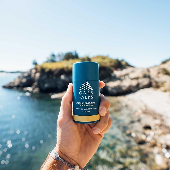 Oars + Alps Aluminum Free Deodorant for Men and Women, Dermatologist Tested and Made with Clean Ingredients, Travel Size, California Coast, 3 Pack, 2.6 Oz Each