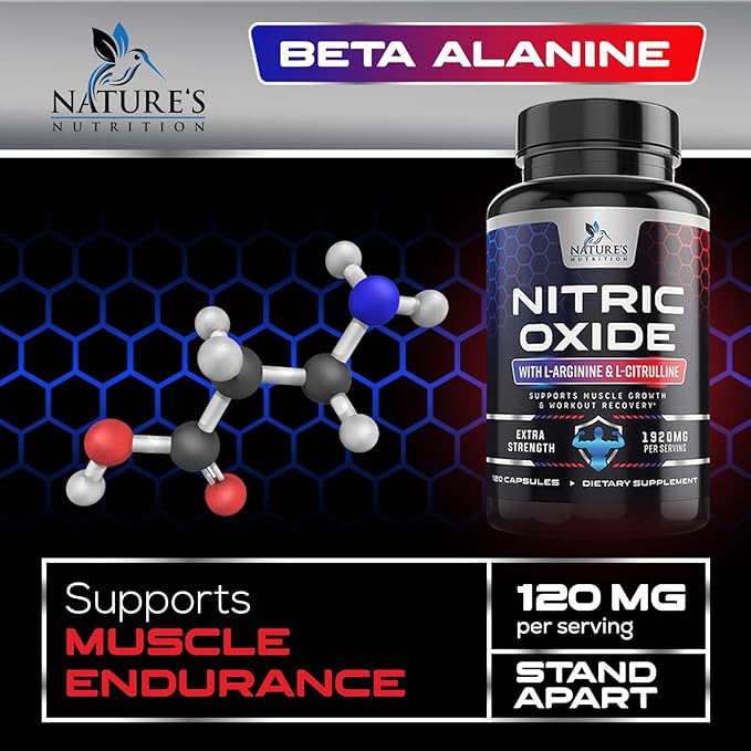 Nitric Oxide Booster Extra Strength 3000mg - L Arginine 3X Strength Nitric Oxide Supplements for Men and Women, Citrulline, Supports Muscle, Heart Health & Energy Supplement, Non-GMO - 120 Capsules