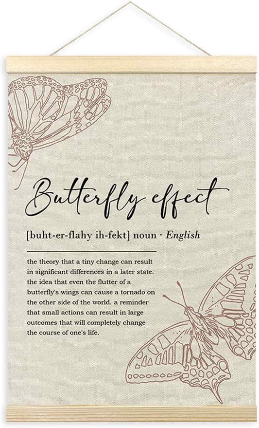 Inspirational Butterfly Effect Definition Poster Hanger Frame, Motivational Hanging Wall Art Decor for Classroom Office Girls Dorm Room Bedroom, Aesthetic Positive Affirmations Prints Pictures, 12x16