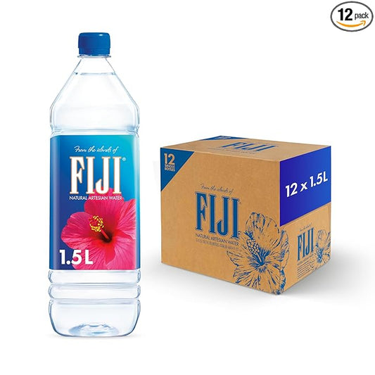FIJI Natural Artesian Bottled Water 1.5 Liters / 50.7 Fl Ounce (Pack of 12) - 100% Natural Electrolytes