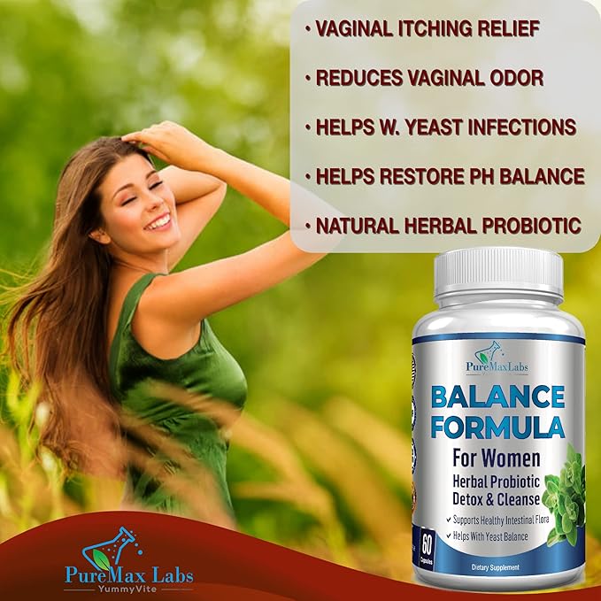 Balance Complex for Women - for Vaginal Health, Herbal Detox & Cleanse, Vaginal Probiotics, Supports Healthy Intestinal Flora, Helps with Yeast Infections 60 Capsules