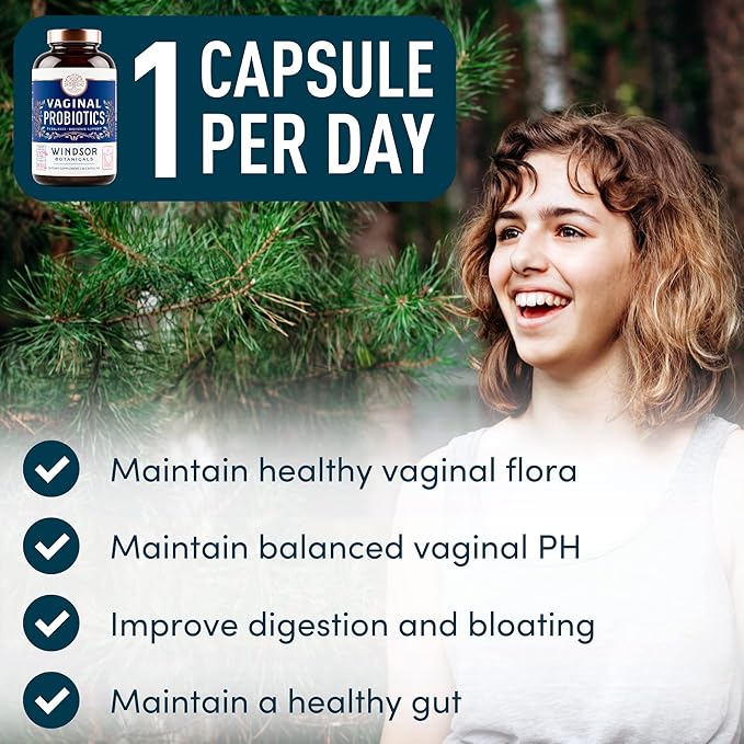 Vaginal Probiotics for Women - 19Bil CFU, Once Daily Lactobacillus Salivarius Probiotic for PH Balance, Digestive, Gut Health - Feminine Balance Complex for Women BV Support Supplements - 30 Capsules