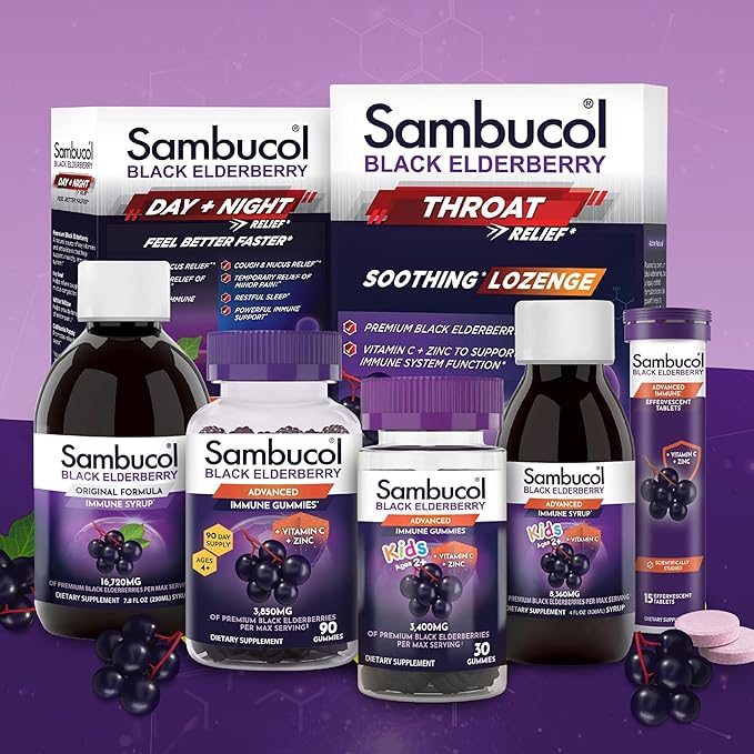 Sambucol Black Elderberry Gummies with Vitamin C & Zinc - Sambucus Elderberry Gummies for Immune Support, High Antioxidants, Gluten Free, Vegan, Elderberry with Zinc & Vitamin C for Adults - 30 Count