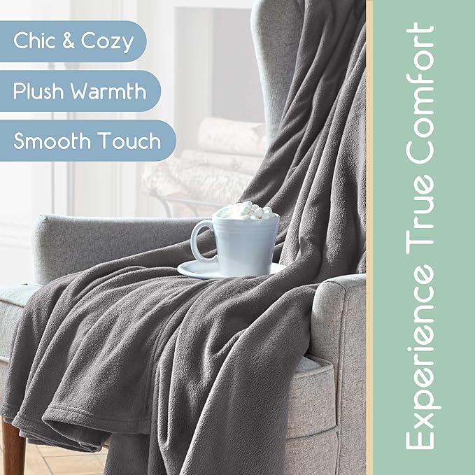 King Size Microfleece Blanket | All-Season Comfort | Supersoft Lightweight Throw Blanket | Plush Throw for Bed, Couch or Sofa | Travel and Pet-Friendly