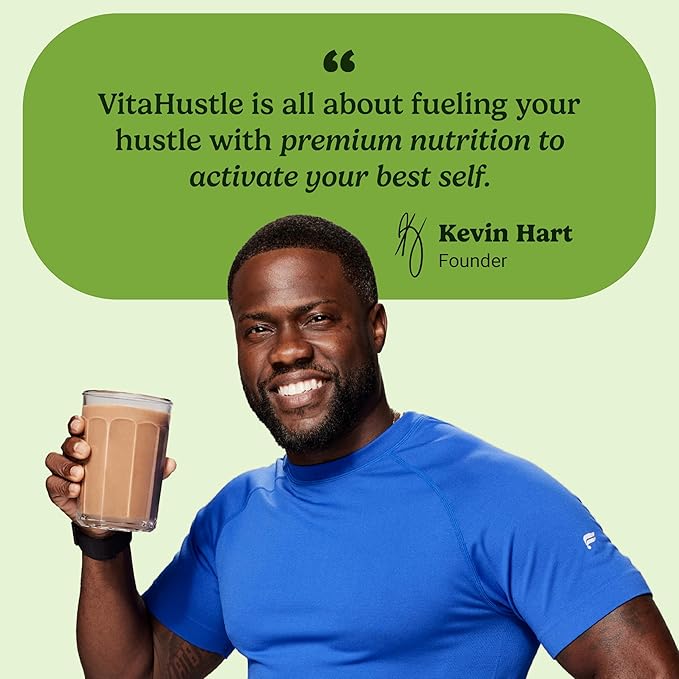 VitaHustle ONE Meal Replacement Shake - Plant Based Protein Powder by Kevin Hart - Vegan, Meal Replacement Powder with Superfoods, Vitamins, Adaptogens & Probiotics - Chocolate and Vanilla Flavor, 30 Servings