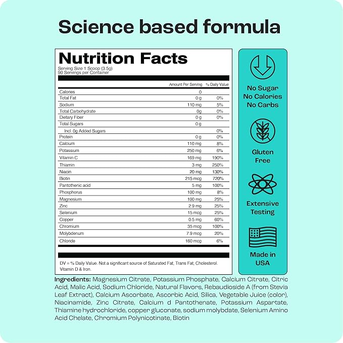 KEY NUTRIENTS Electrolytes Powder No Sugar - Juicy Strawberry Lemonade Electrolyte Powder - Hydration Powder - No Calories, Gluten Free Keto Electrolytes Powder - 90 Servings - Made in USA