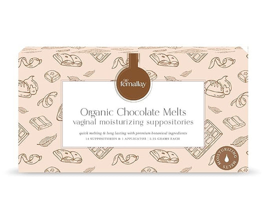 Femallay Organic Vaginal Moisturizing Suppository Melts - 100% Natural Suppositories for Vaginal Odor and Dryness Relief, Ultra-Hydrating Fast-Acting Comfort (Chocolate)