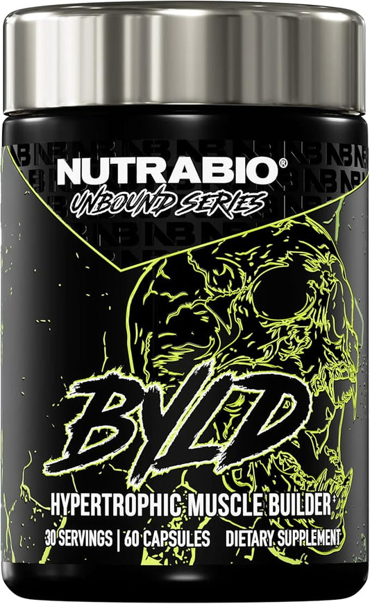 NutraBio Unbound BYLD - Natural Muscle Builder for Men, Support Muscle Growth, Recovery, and Strength - 30 Servings - 60 Capsules