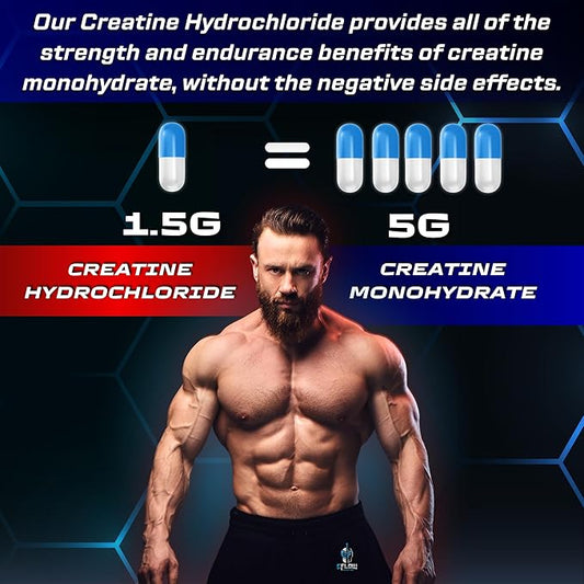 eFlow Creatine Capsules, HCL Creatine Pills - Creatine Supplement for Men & Women, Muscle Builder, Endurance, Strength, with AstraGin and Senactiv (1500mg, 90 Capsules)