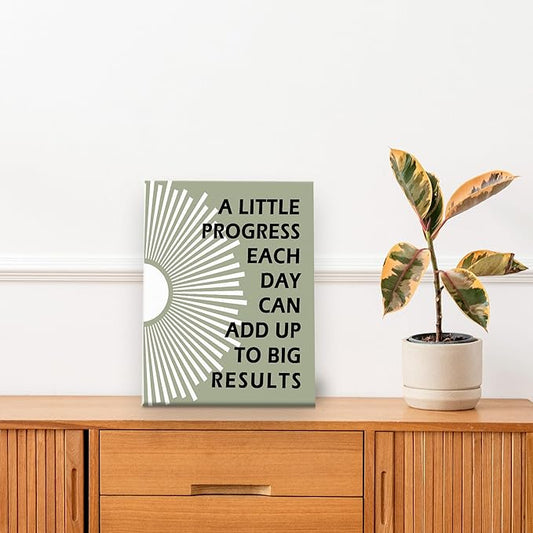 Pugwak Positive Affirmations Wall Decor Canvas Prints - Motivational Framed Canvas Sun Inspirational Green Wall Art Painting Artwork for Therapy Office Nursery Bedroom Decor Prints 11×14 Inch