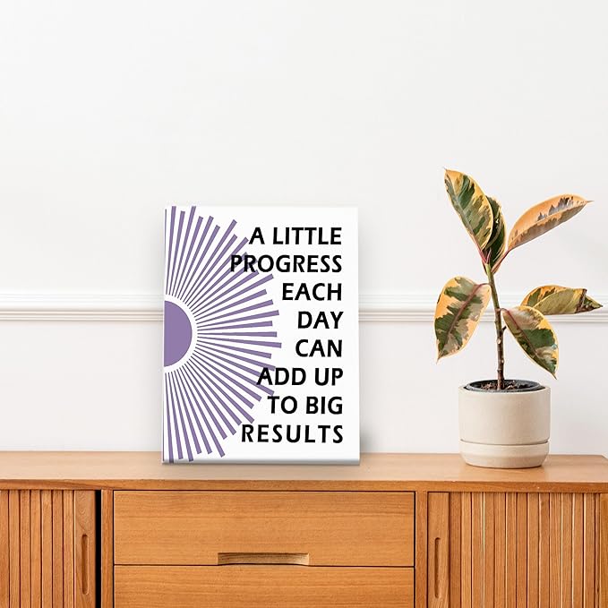 Pugwak Positive Affirmations Wall Decor Canvas Prints - Motivational Wall Art Framed Canvas Sun Inspirational Purple Wall Art Painting Artwork for Therapy Office Nursery Bedroom Decor Print 11×14 Inch