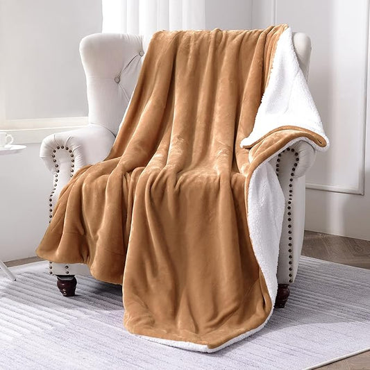 SOCHOW Sherpa Fleece Throw Blanket, Double-Sided Super Soft Luxurious Plush Blanket Throw Size, Camel, 50x60 inches