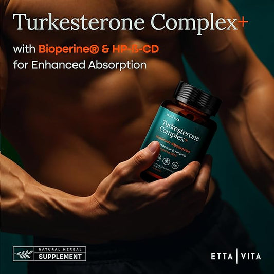 Potent Turkesterone Supplement, 2X Pure (Made in USA - 3rd Party Tested) Most Bioavailable and Natural Test Support Supplement, Supports Energy Lean Muscle Growth, Recovery and Stamina, Vegan (60ct)