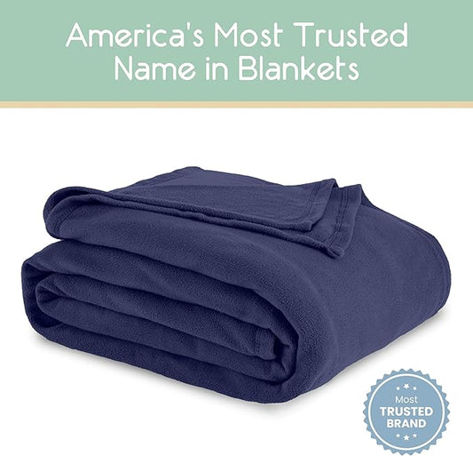 King Size Microfleece Blanket - All-Season Comfort, Supersoft Lightweight Throw for Bed, Couch, Sofa or Travel, Pet-Friendly, Navy