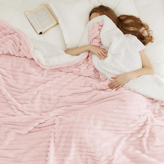 Bedsure Sherpa Blanket King Size for Bed - Super Soft, Cozy Fleece Thick Warm Blanket for Winter, GentleSoft Home Room Decor, Pink, 108x90 Inches