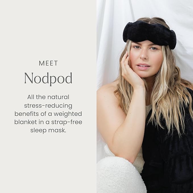 Nodpod Weighted Blanket & Sleep Mask Bundle – Ultra-Soft Body Blanket with Glass Beads + Light-Blocking Eye Mask – Relaxation, Comfort, Travel & Better Sleep - Black Onyx
