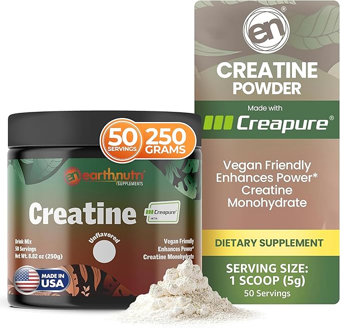 Creatine Monohydrate Powder - Pure Creatine Supplement for Muscle Strength, Strength & Performance – Non-GMO, Sugar-Free, Additive-Free – for Men & Women, Unflavored 250g