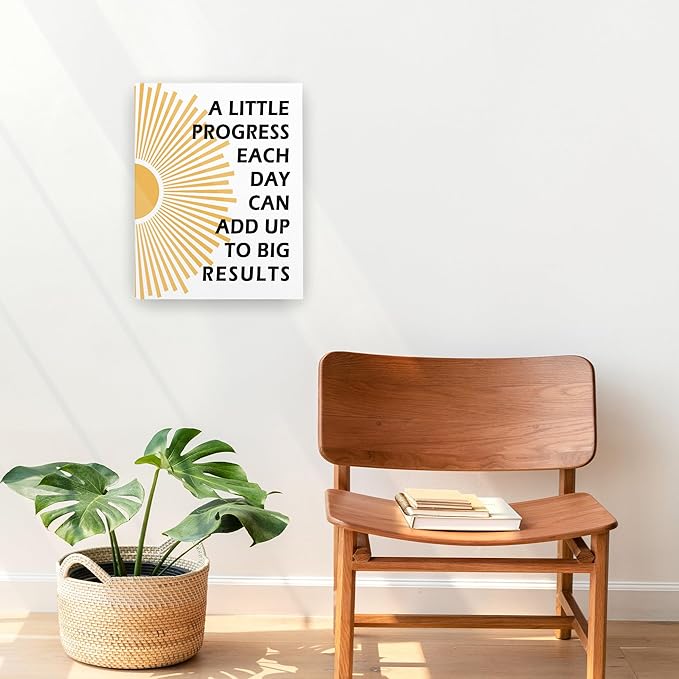 Pugwak Positive Affirmations Wall Decor Canvas Prints - Motivational Framed Canvas Sun Inspirational Wall Art Painting Artwork for Therapy Office Nursery Bedroom Decor Prints 11×14 Inch