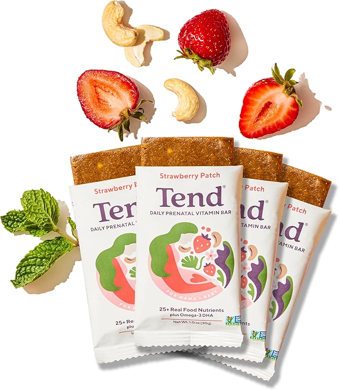 Tend Daily Best Prenatal Vitamin Bar, Made with Organic Ingredients for Pregnant & Postpartum Mothers (Variety Pack)