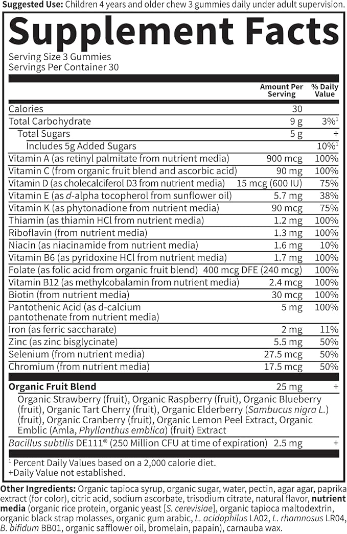 Garden of Life Kids Multivitamin Gummy with Iron + Probiotics for Immune Health & Digestion, Energy & Development, Vitamin Code, Non-GMO, Gluten-Free, 90 Orange Gummies, 30 Day Supply