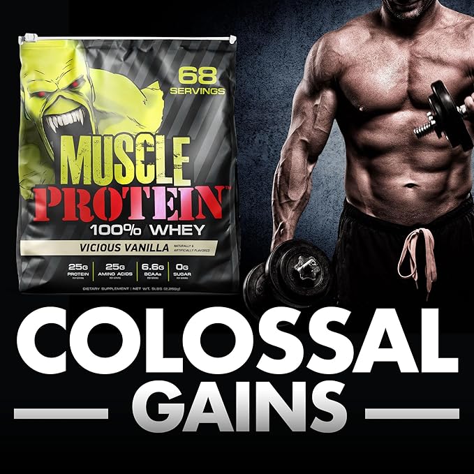 Muscle Protein Whey Powder [5 lbs/Pack of 1]– Cold Filtered, 25g Pure Protein, 6.6g BCAAs (Packaging May Vary) (15 Pound (Pack of 1), Cookies & Cream)