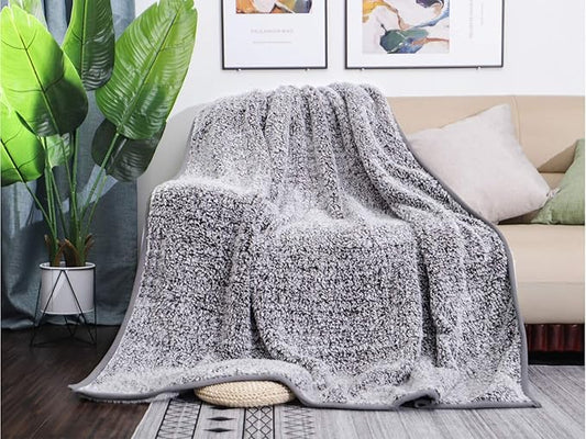 EMME Fuzzy Blanket Soft Fleece Throw Blankets for Women, Fluffy Sherpa Throws(Plush Grey 1,60"x80")