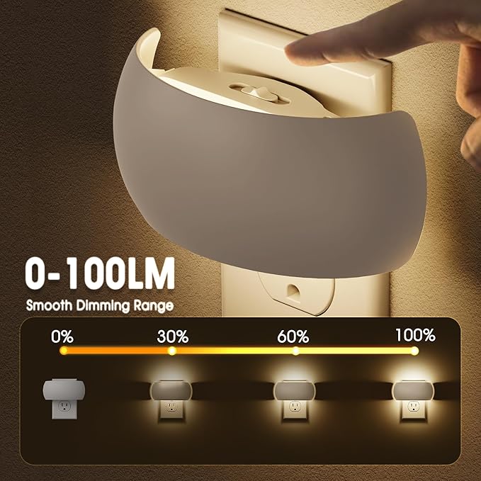 Briignite Night Light, Night Lights Plug into Wall, Backlit, Auto Dusk to Dawn Sensor, 0-100LM Dimmable Night Light, LED Plug in Sleep Nightlight for Kids, Bathroom, Bedroom, Hallway, Stairs, 1 Count