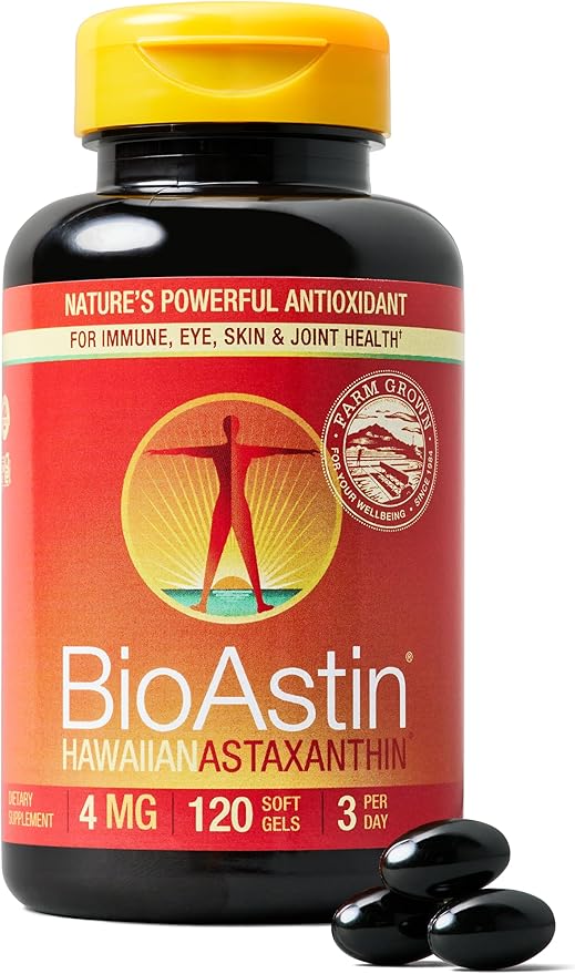 Nutrex Hawaii BioAstin Hawaiian Astaxanthin - 4mg, 120 Softgels - Farm-Direct Premium Antioxidant Supplement to Support Eye, Skin, Joint & Immune System Health - Non-GMO & Gluten-Free