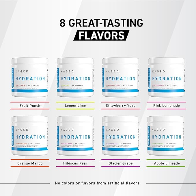 Kaged Hydration Electrolytes Powder | Orange Mango | Hydra-Charge Sports Drink Mix | Pre, Post, Intra Workout | Low Carb, Vegan, Gluten Free | Supplements for Men & Women | 60 Servings