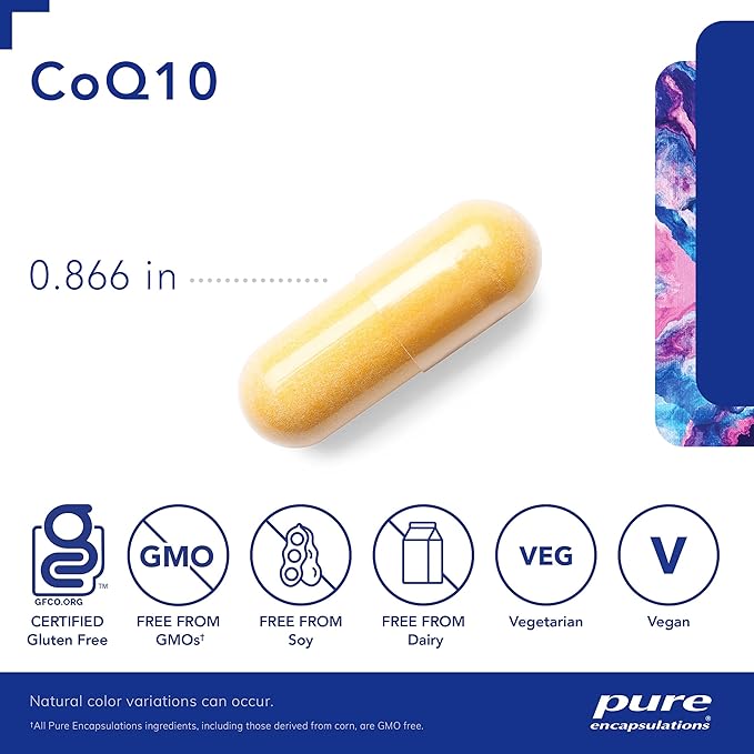 Pure Encapsulations CoQ10 120 mg - Coenzyme Q10 Supplement for Heart Health, Energy, Antioxidants, Brain & Memory Health - Cellular Health, Cognition & Cardiovascular Support* - 30 Capsules