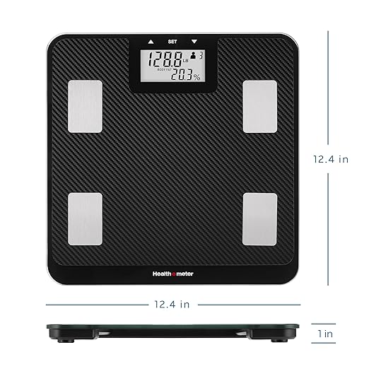 Health o meter Digital Body Composition Scale – Tracks BMI, Body Fat & Water, Multi-User, 500 lb Capacity, Carbon Fiber Platform, Backlit Display, Step-On Tech, 3 AAA Batteries, 5-Year Warranty